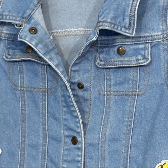 Disney | Girls Lt Wash Blue Denim Elsa Frozen Jean Jacket Snap Closure Size 10 - Picture 7 of 16